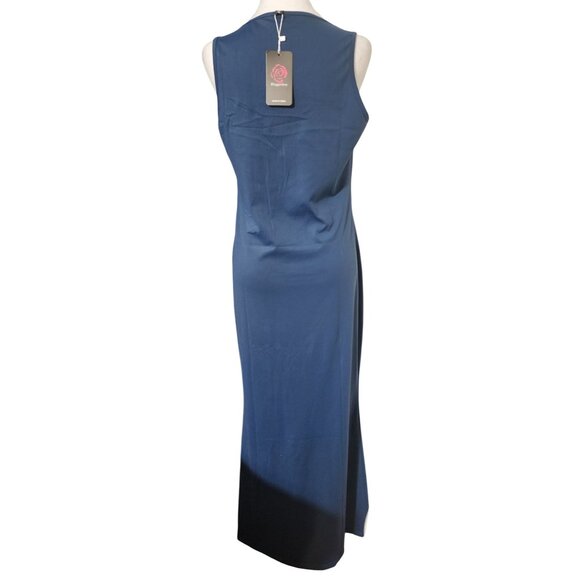 NWT Bloggerlovr Blue Maxi Dress Size XL Casual Summer Breathable Spandex Blend - Picture 3 of 9
